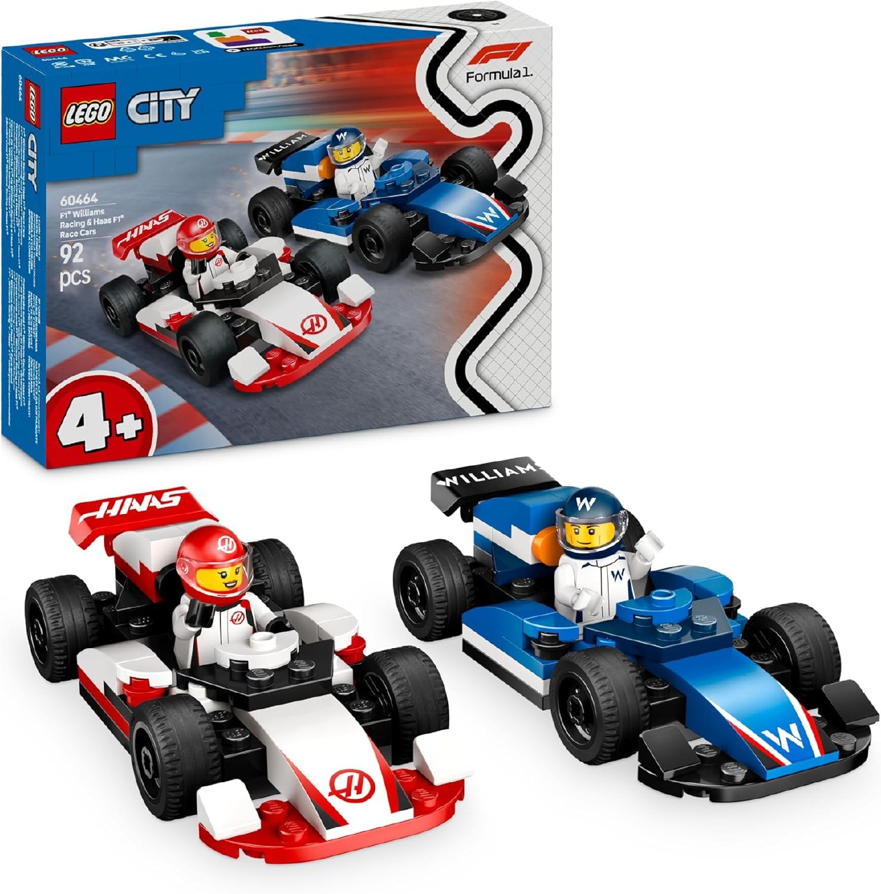 Lego City - Coches de F1 Williams Racing y Haas F1 (60464, 92 Piezas)