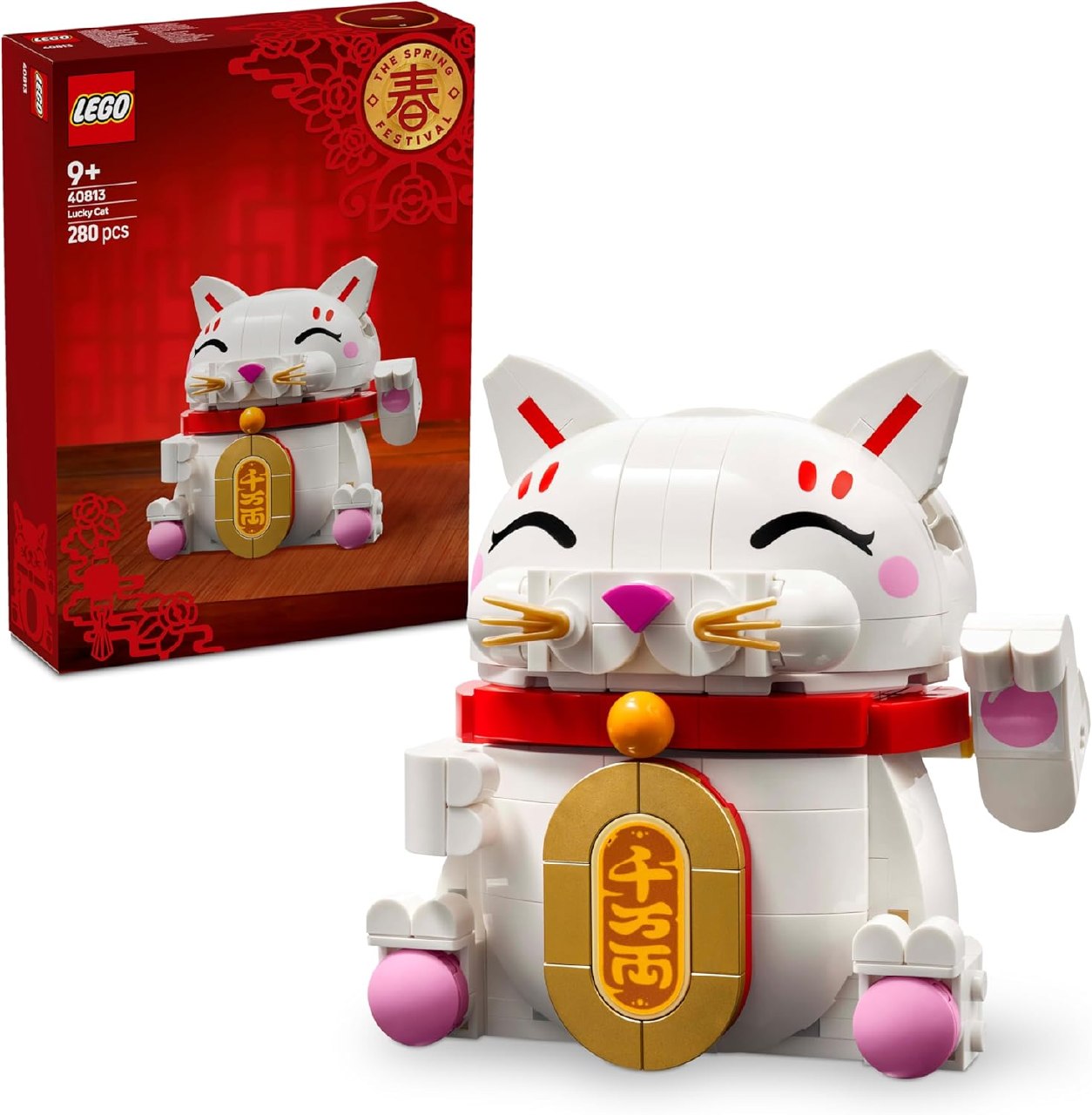 Lego Gato de la Buena Suerte – Figura Articulada Maneki - Neko, 280 Piezas