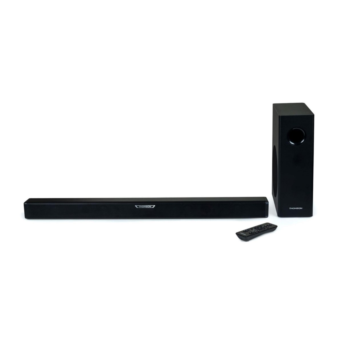 Barra de Sonido Thomson Sb350bts, 2.1 Canales, Potencia 300w, Bluettoth 5.0, Subwoofer con Cable - Negro