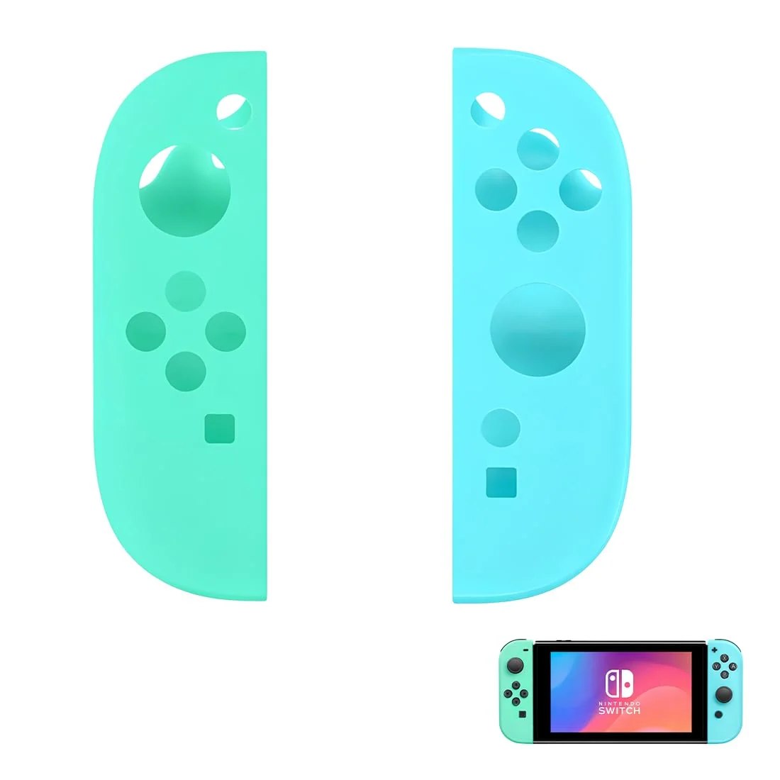 Quesuc Fundas Protectoras de Silicona Antideslizantes para Nintendo Switch 2 (1 Par) Azul y Verde Embalaje Deteriorado