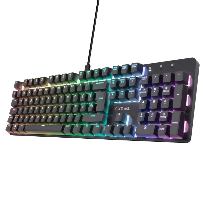 Teclado Gaming Trust Gxt 871 Zora Mecánico Rgb Usb Qwerty Español Aluminio Negro