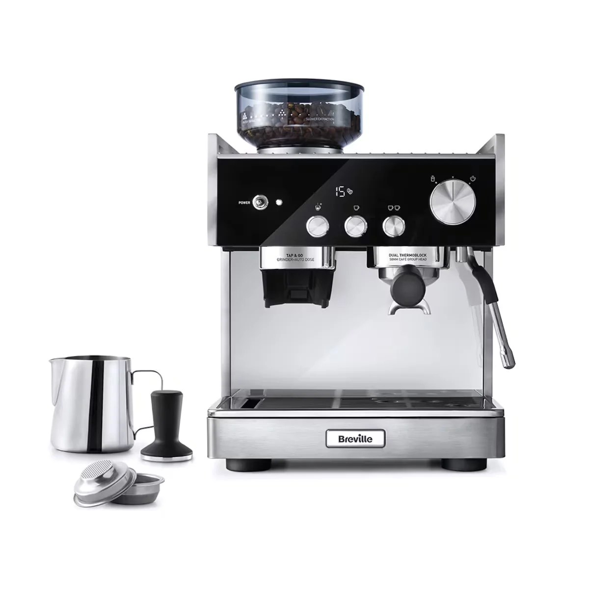 Breville Barista Vcf161x Signature Cafetera Espresso Manual con Molinillo Integrado 15 Bar 2,8l Dual Thermoblock