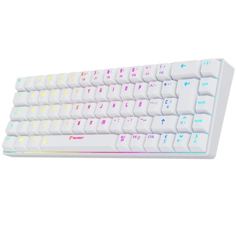 Teclado Mecánico Inalámbrico Gaming de Tempest K20 Beast, con Rgb Tkl Mini Blanco